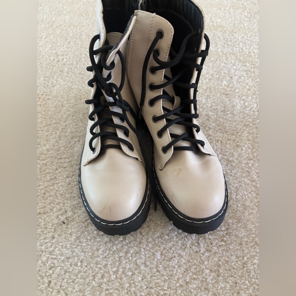 Sincerely Jules Cream Lace Up Boots